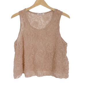 Free People Small Dusty Pink Sheer Floral Cropped Tank Top